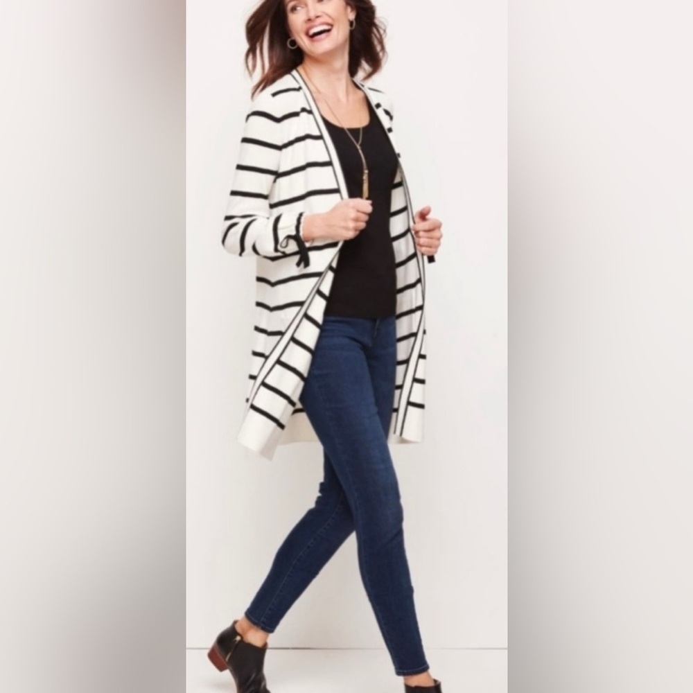 Talbots Oprah collection striped open front cardigan size Small